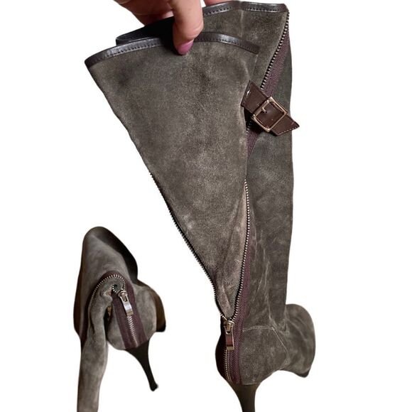 Jessica Simpson Knee High Gray Leather Zippered Boots Size 9.5 - Picture 5 of 7